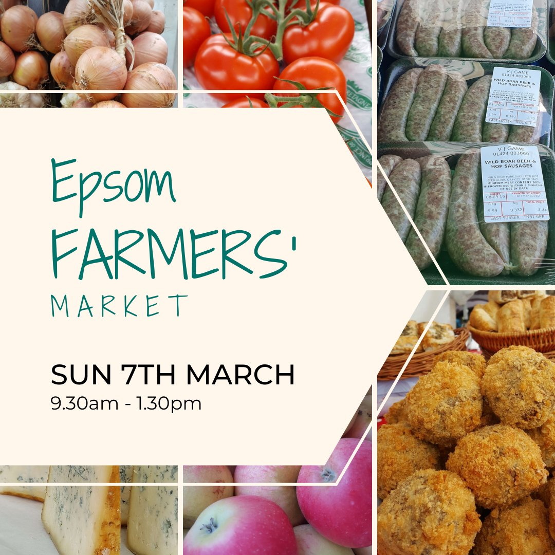 TODAY  The #EpsomFarmersMarket with @surreymarkets #EssentialFoods and #Takeaways #FillUpTheLarder #FarmersMarket