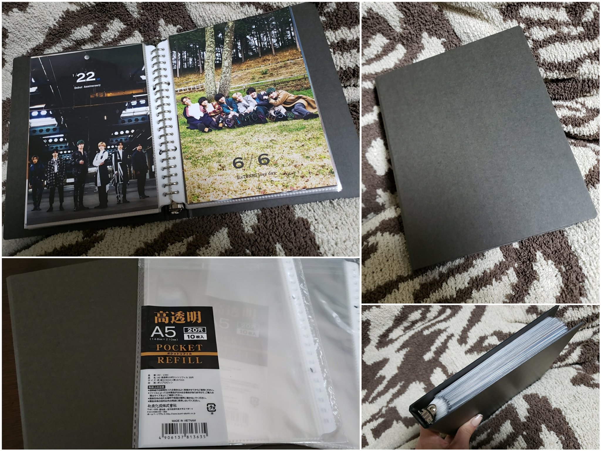 よっちー Al Twitter Sixtonesのカレンダーa5ファイルに収納した こんなシックなファイルの中身がストちゃんで溢れてるなんて 一見わかんないでしょw バインダーは無印の穴ダークグレー リフィルはセリアの高透明 10枚入 他のリフィル買いに行ったん