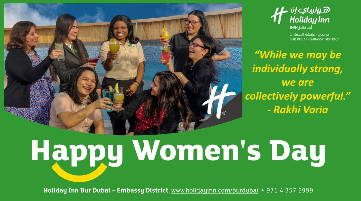 Happy Women's Day!
"While we may be individually strong, we are collectively Powerfull".  ~Rakhi Voria
#holidayinnburdubai #IWD2021 #ChooseToChallenge 
#HappyWomensDay2021 #HappyWomensMonth