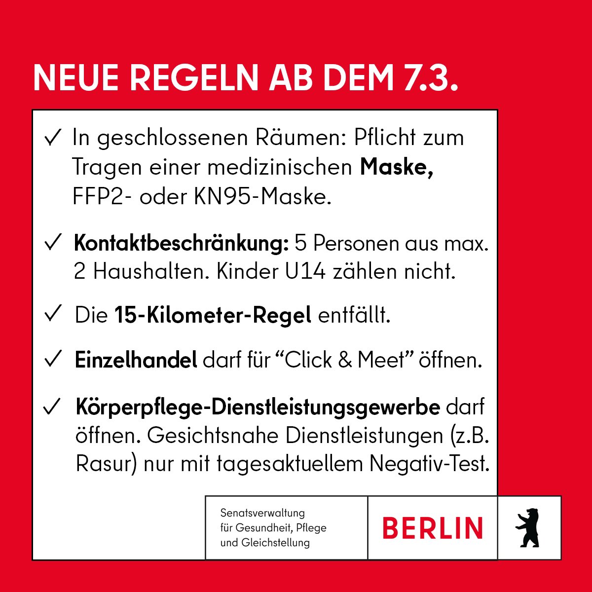 SenWGP's tweet photo. Ab heute gilt in #Berlin die 2. Infektionsschutzmaßnahmenverordnung zur Eindämmung des neuartigen #Coronavirus. Die Grafik bietet einen Überblick über die neuen Regelungen. Den Volltext gibt es unter: https://t.co/jf99hYnsyk

@RegBerlin @dil_kal @SenWiEnBe @SenKultEu https://t.co/WSJZlHwQL7