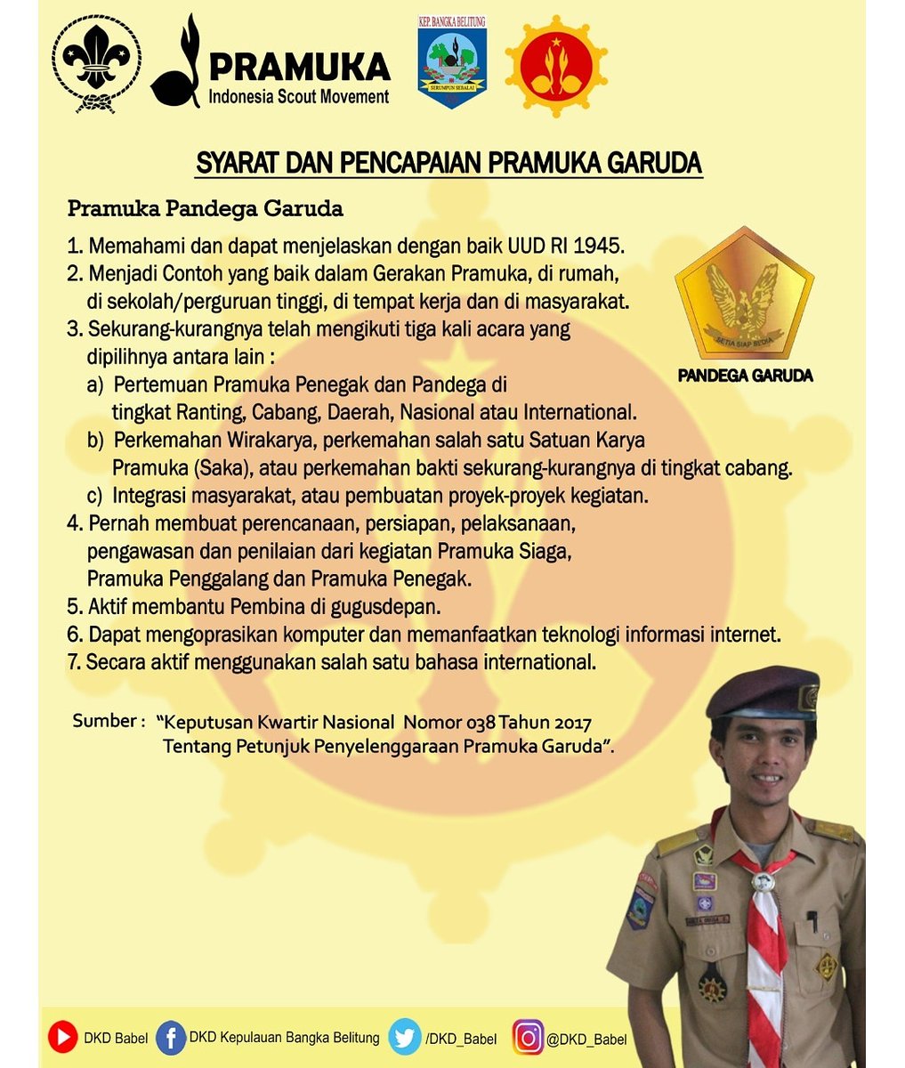 Nah Ini Syarat Pramuka Penegak Garudanya...
<a href="/DKD_Babel/">DKD Babel</a> <a href="/kwardababel/">Pramuka Babel</a> 
#Setiappramukaadalahkantorberita #Setiappramukaadalahabdimasyarakat #pramukadutaperubahanlingkungan #kwardababel #DKDbabel