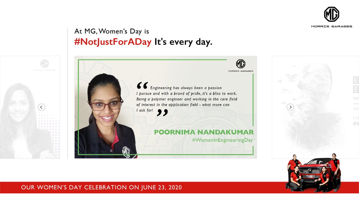 MGMotorIn's tweet photo. On International Women in Engineering Day, we paid homage to all the women engineers at MG who love cars, understand cars and build them too. At MG, we celebrate women everyday and #NotJustForADay https://t.co/Eeb3YEmAZg
