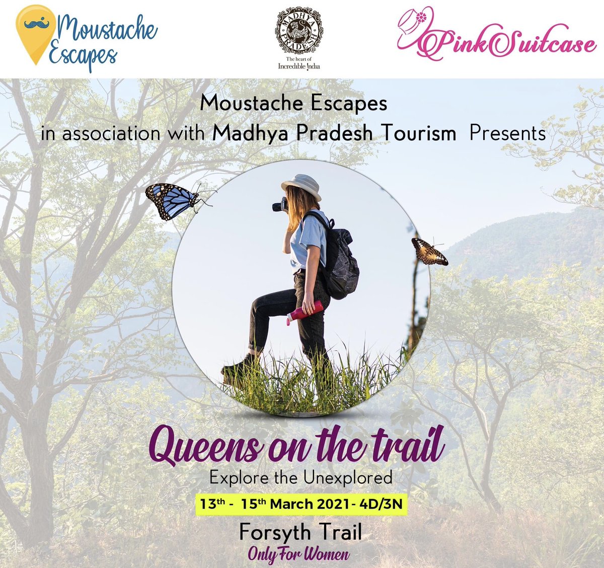 MPTourism's tweet photo. #MPTourism presents an all-women trekking &amp; camping expedition - 'Queens On The Trail' from 13th-15th Mar. It is a platform for 15 female adventure enthusiasts to live their passion at some of the most picturesque locations of Madhya Pradesh.
@MoustacheHostel #HeartOfIndia https://t.co/DYOkC8bEdh
