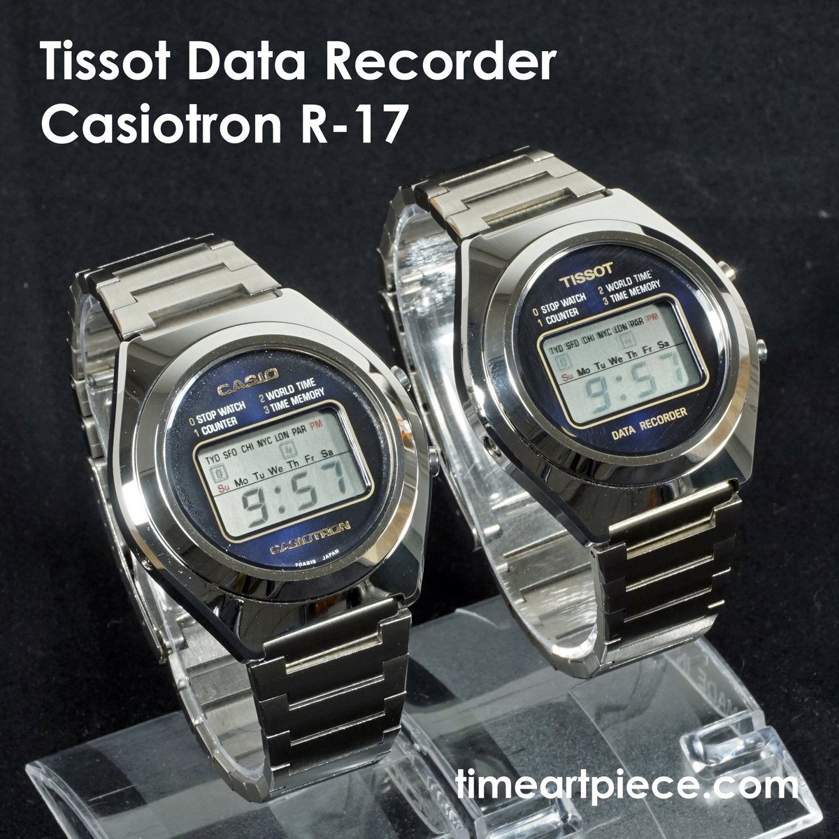 A Casio Casiotron R-17 on the left with its twin from 