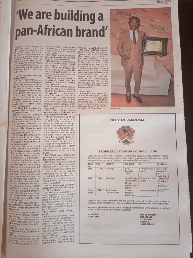 My question and answer interview with The standard newspaper in today's copy thestandard.co.zw/2021/03/07/we-…