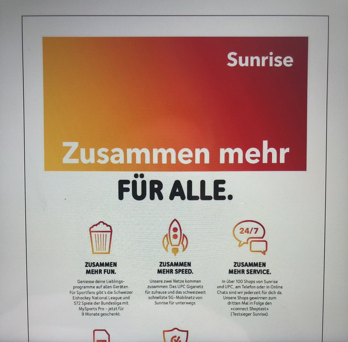 ursgilgen's tweet photo. Eine recht freche Werbebotschaft, wenn man bedenkt, dass der oberste Sunrise-Chef Mike Fries 2019 ganze 123 Mio. $ abgesahnt hat... @Sunrise_de @UPC_Switzerland @libertyglobal #mikefries https://t.co/H0xqtxG6nO