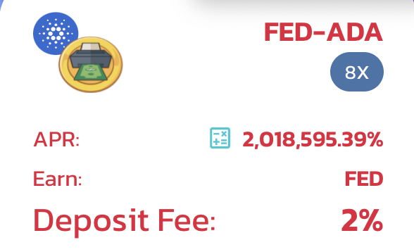 fed_finance's tweet photo. Over 2 millions apy on FED-ADA pool!

#FED #ADA #BSC https://t.co/TDJOvYFd6P