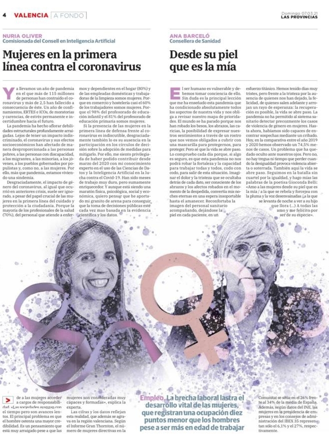nuriaoliver's tweet photo. Gracias @lasprovincias por el interés, la visibilidad y la oportunidad de contribuir a vuestro tan importante como necesario especial. 
#8marzo #diainternacionalmujer @ELLISAlicante #weneedmorewomenintech #equality https://t.co/mYFVx1U6Oz
