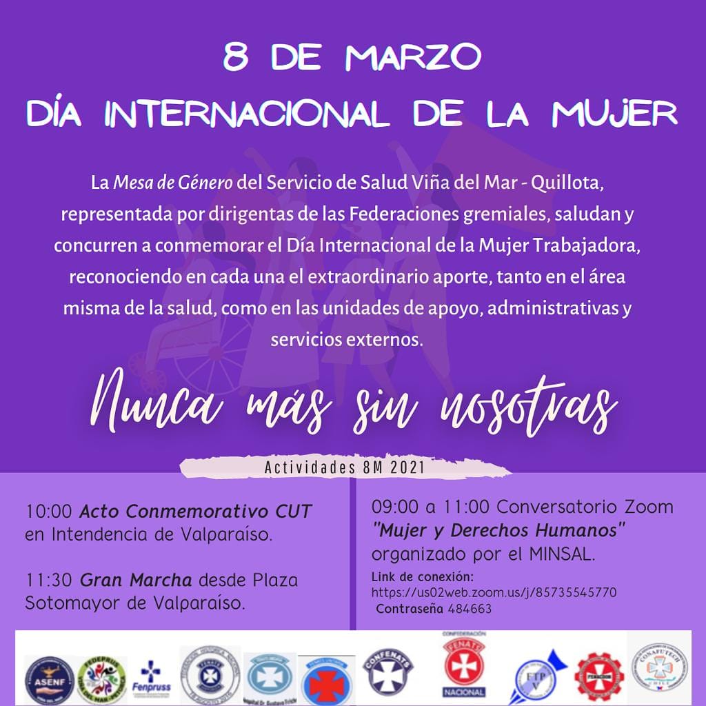 La Mesa de Género saluda y concurre a conmemorar el día Internacional de la Mujer Trabajadora.
💜 Nunca Más Sin Nosotras 💜
#8M
#DiaInternacionalDeLaMujer
#MesaDeGénero
#FedeprusFricke