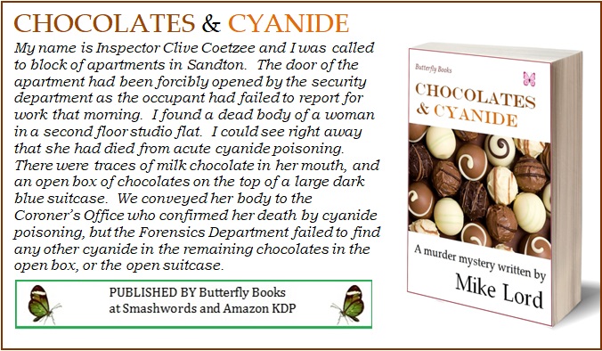 CHOCOLATES &amp; CYANIDE 
A careless passenger takes the wrong suitcase from the airport carousel &amp; then at home she takes &amp; eats a chocolate knowing full well that it’s not from her own suitcase! 
smashwords.com/books/view/618… 
amazon.com/dp/B01C9XJOG6
ButterflyBooks9.com