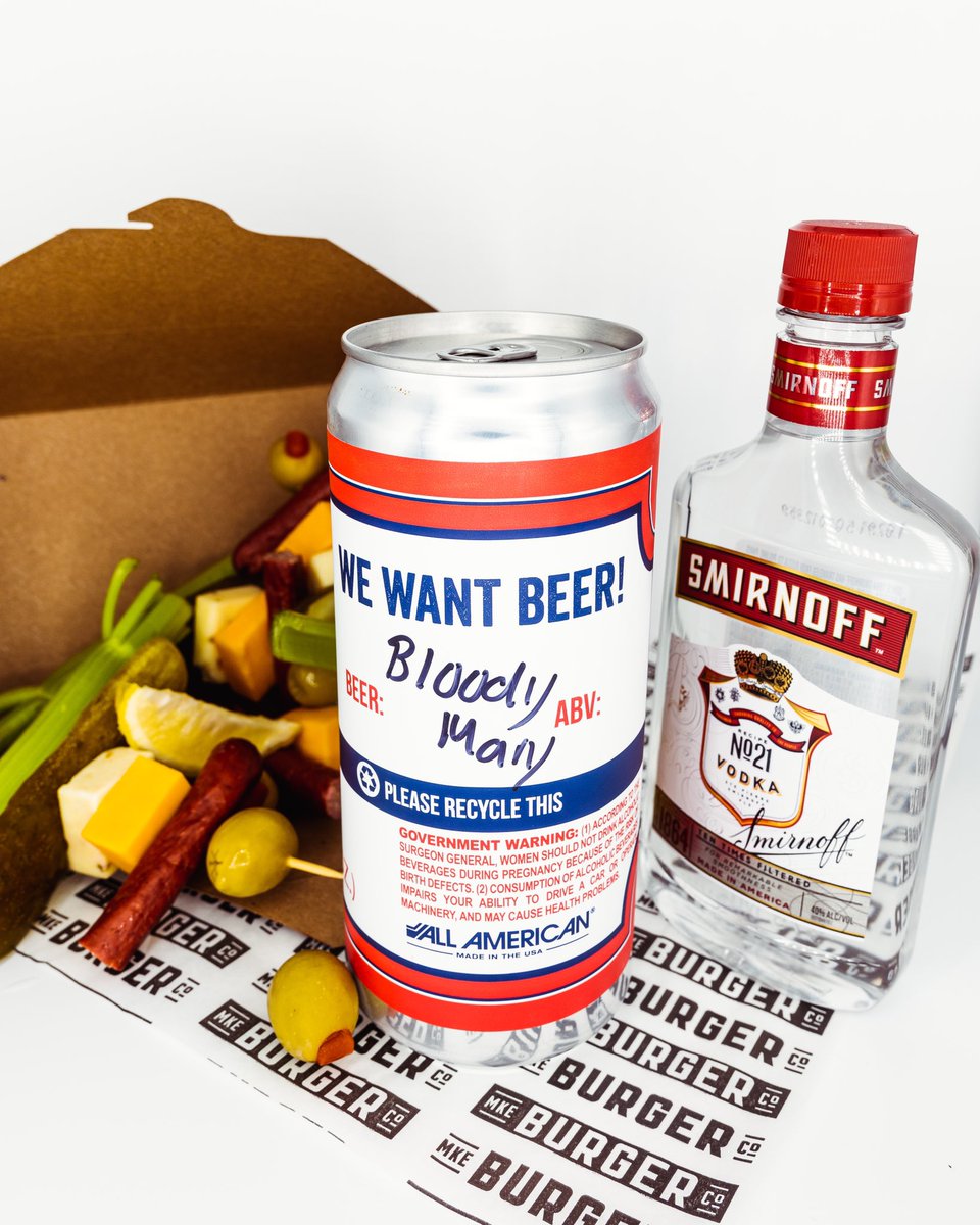 MilwaukeeBurger's tweet photo. Sunday bloodies? 🤔

Sunday bloodies.

Remember, no matter when you're drinking you can enjoy our famous bloody marys by picking up a crowler today! 🍻

#milwaukeeburger #bestburger #sundaybloodies #smirnoff #hangover #wisconsin https://t.co/xhUSxlielN