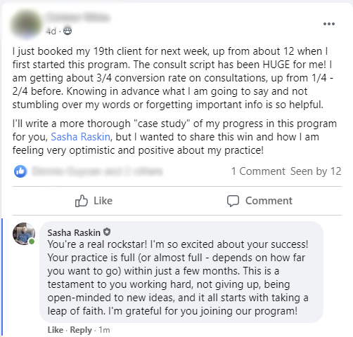 6figpractice's tweet photo. 🚀A member in our private practice accelerator filled their private practice!

💡 If you're a counselor (therapist) or a coach and you want to get the same results as our members, comment or message me with the word "details" and I'll send you the details! https://t.co/Osp8hqzJcJ
