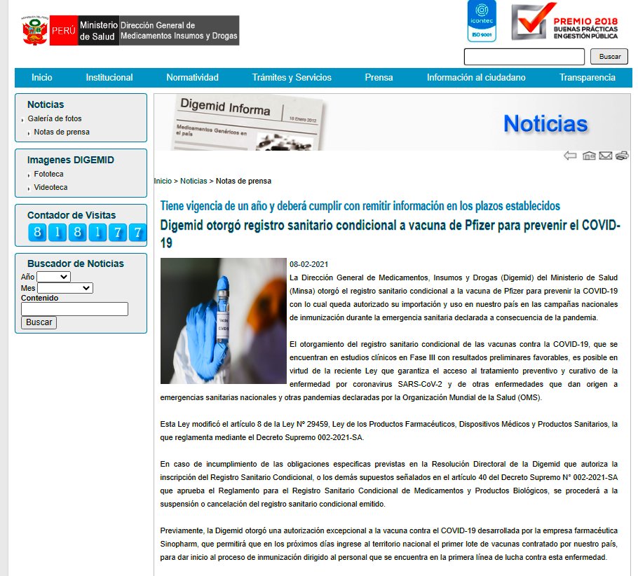 verificar registro sanitario digemid