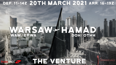 VATEUD's tweet photo. @PolishVACC and @bahrainvacc Invites you all to "The Venture | Warsaw - Hamad" event. Starts in an hour! https://t.co/L8JMCTv1gs