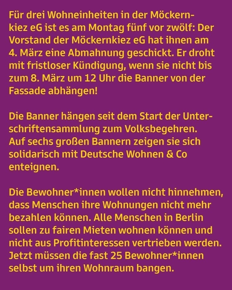 dwenteignen's tweet photo. 🤬 Volle Solidarität mit der Yorckstraße 26! Egal ob eure Transpis hängen oder nicht, lasst euch nicht spalten und haltet weiter zusammen!
👉 Lest das Statement der Bewohner:innen und kommt zur Protestaktion am Montag, den 8.März um 11:55 Uhr
#b0803 https://t.co/CW9wWaI1zh