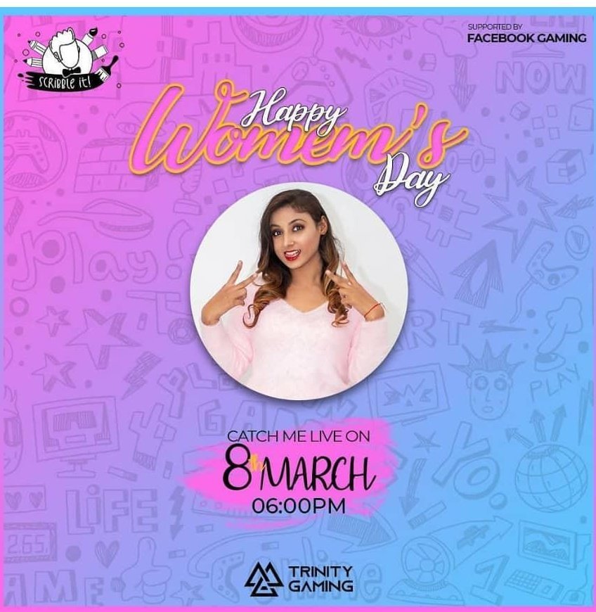 RogstreamA's tweet photo. Hello Guys,
I am playing Women's Day : Scribble-It Event powered by @facebookgaming @Trinitygamingindia_ which will be held at 6pm on 8th March (Monday). Catch me live on Facebook Gaming.
#rogstream https://t.co/Rd8C60lpSW