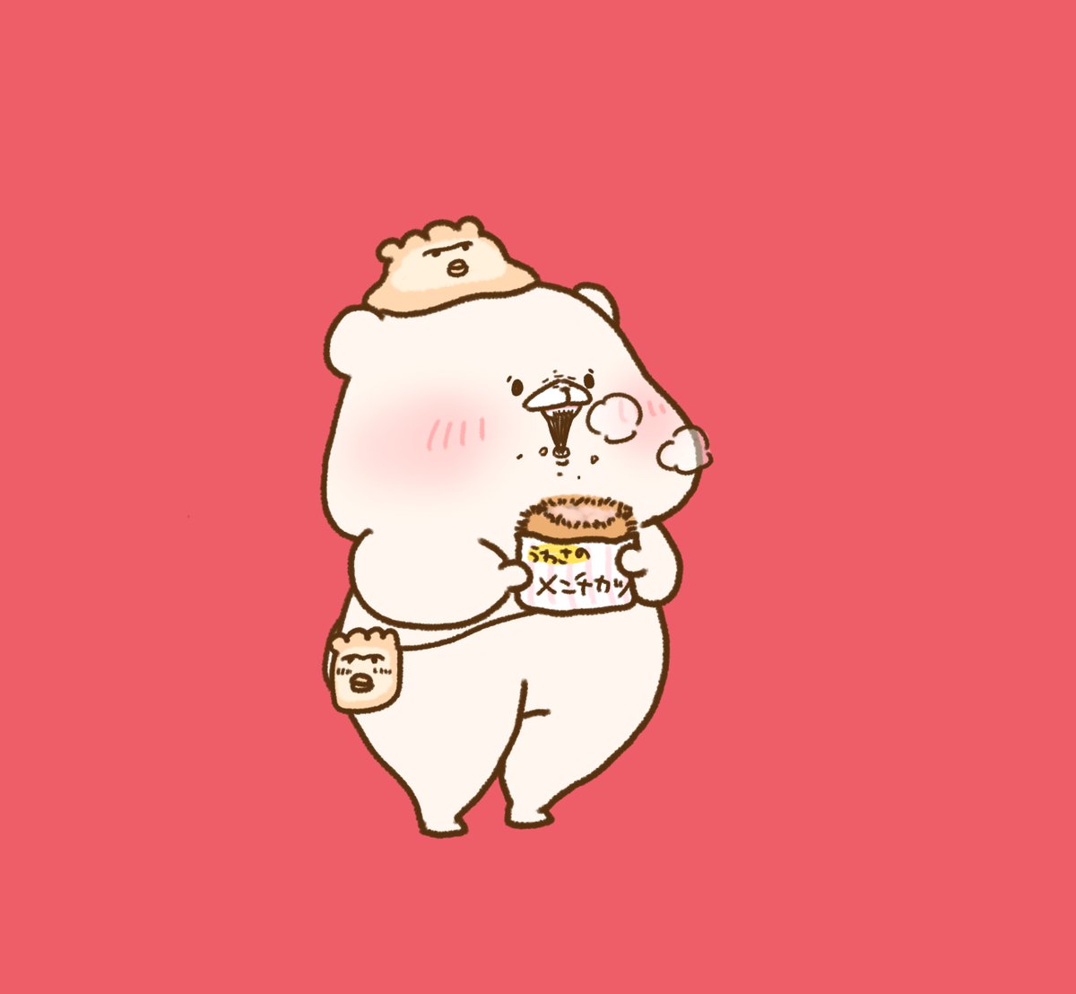 bear no humans simple background red background food holding blush  illustration images