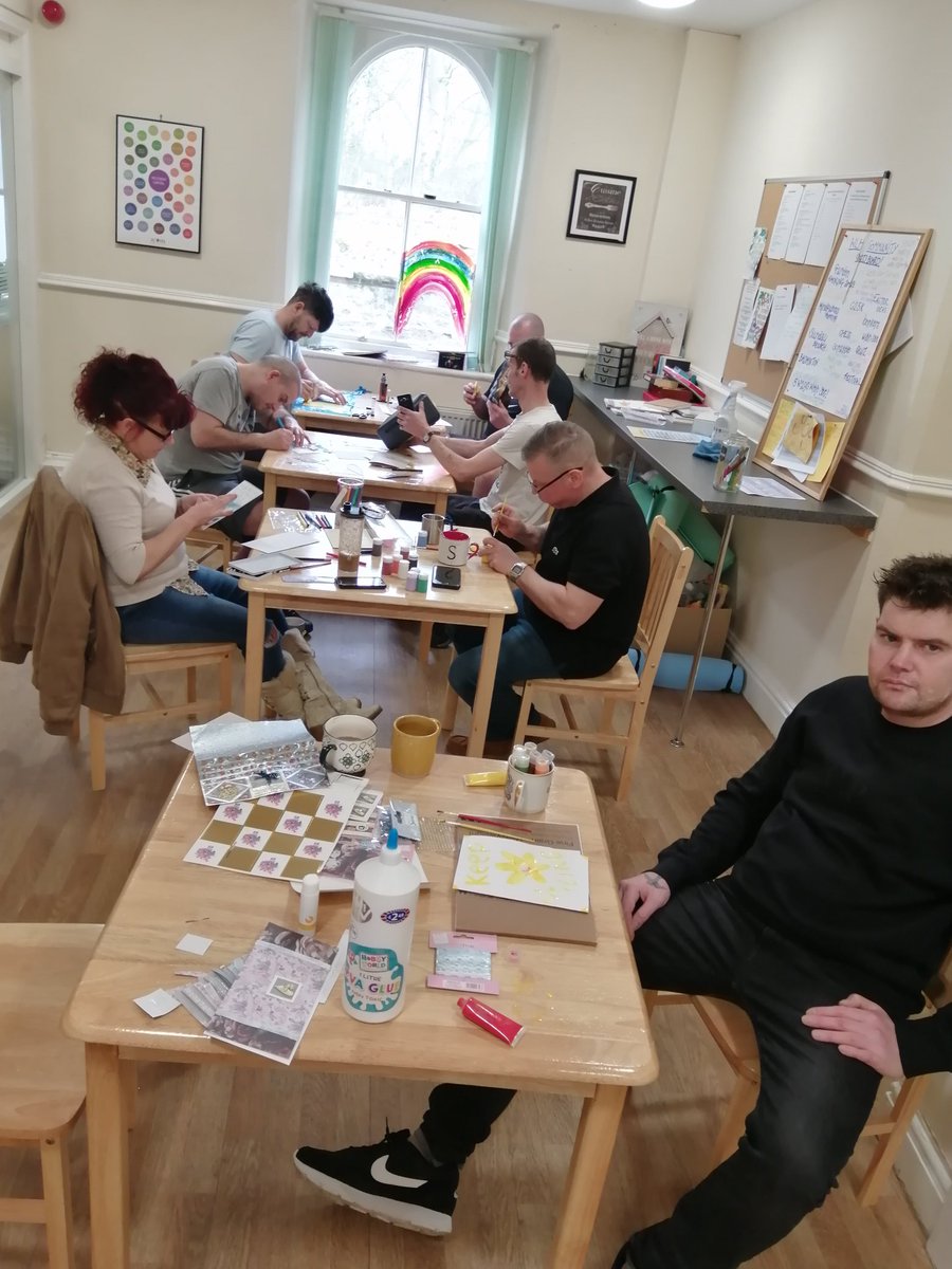 AlexCam41663648's tweet photo. Walter Lyon House residents creating Easter cards for residents at @Barley_View care home happy Easter to you all 💜 🐰
#givingback 
#arttherapyheals 
#eastertreats 
#lifeworthliving 
@Calico_Group 
@SafeNet_UK 
@Gateway_NW 
@DelphiMedical 
@PavilionDelphi https://t.co/BA0TDVmO6E