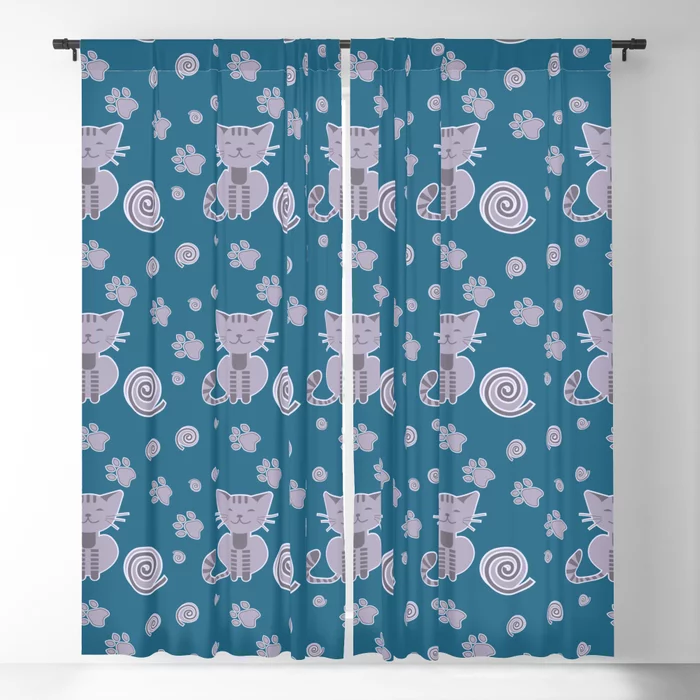 ‼️30% off this item today!
  
#society6 #kitty #cat #catpattern #paws #pawsitivity #footprints #animal #pets #catpattern #bluebackground 
  Cat with ball and footprints #SheerCurtain #BlackoutCurtain society6.com/product/cat-wi…