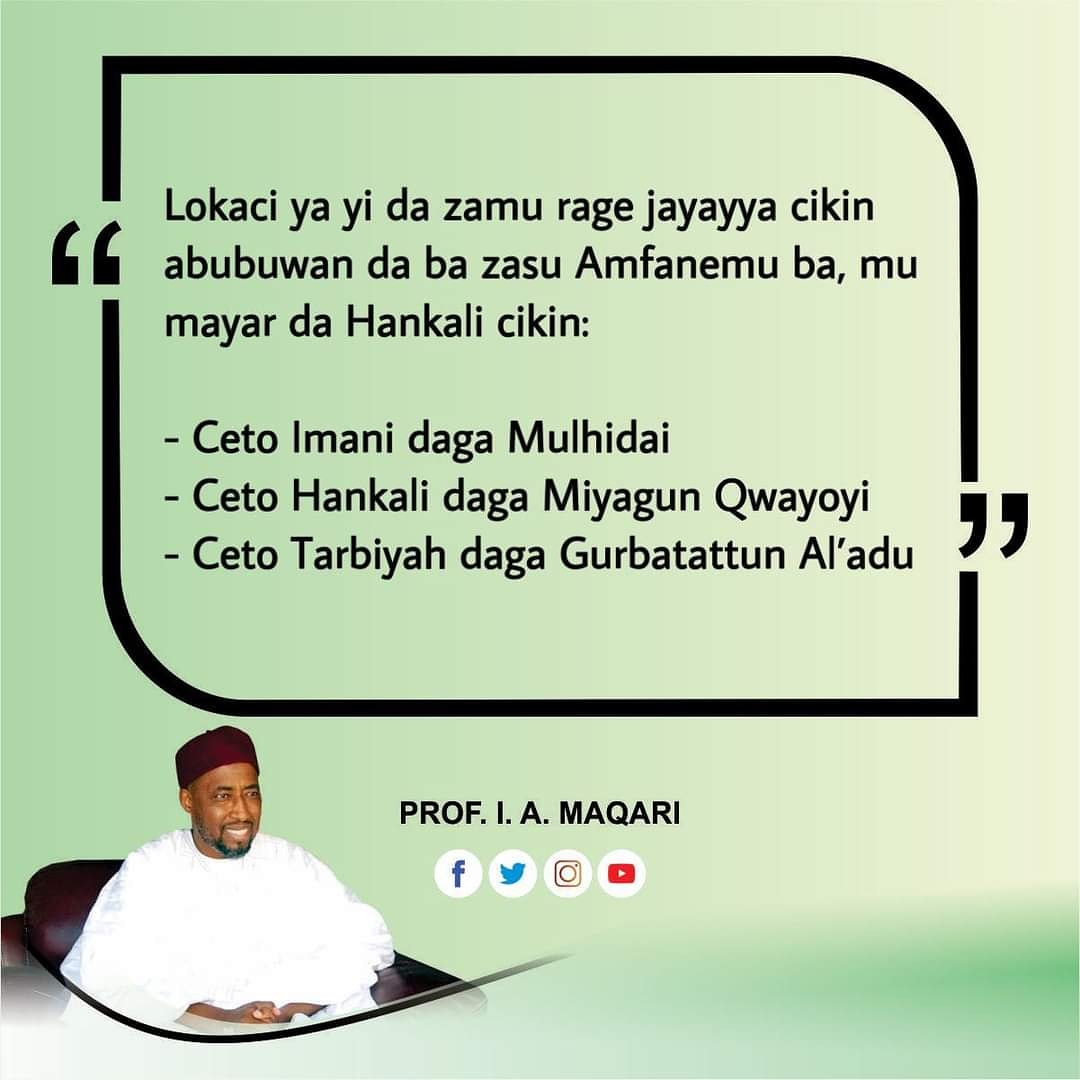 babangida_maina's tweet photo. Lokaci ya yi da zamu rage jayayya cikin abubuwan da ba zasu Amfanemu ba, mu mayar da Hankali cikin:
- Ceto Imani daga Mulhidai 
- Ceto Hankali daga Miyagun Qwayoyi
- Ceto Tarbiyah daga Gurbatattun Al’adu https://t.co/2xdXeAdYPH