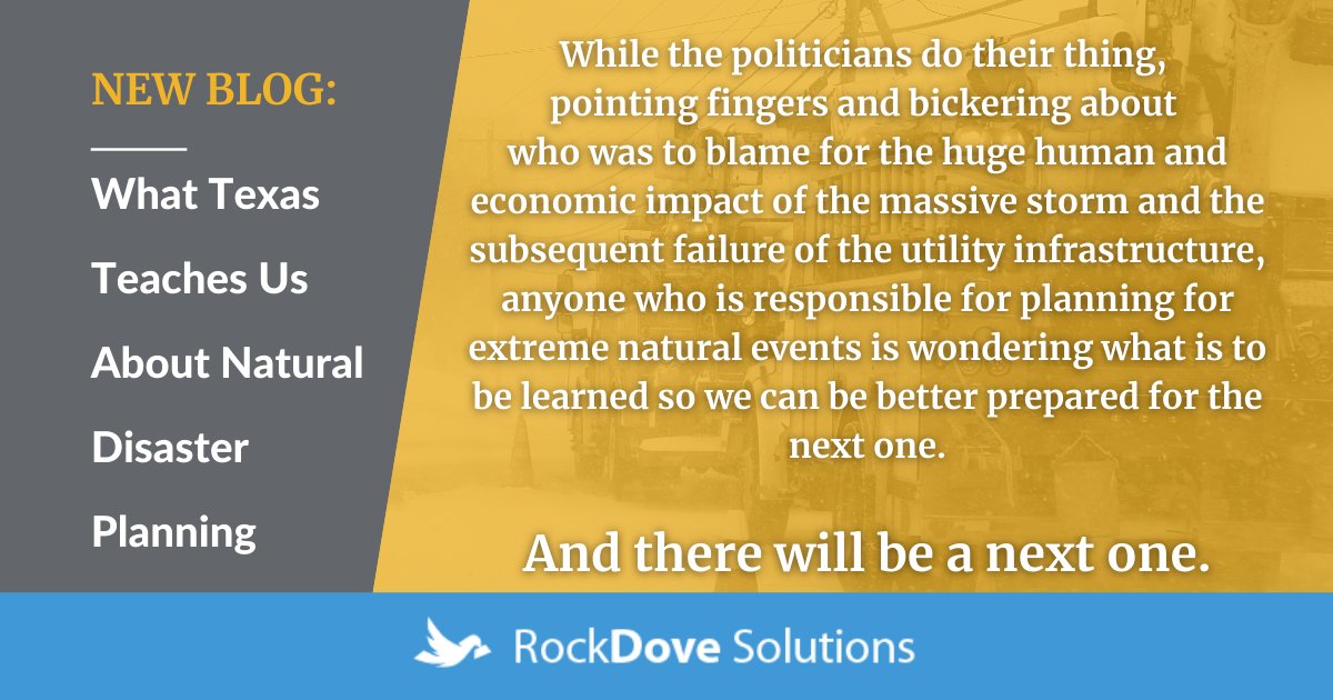 There will be a ‘next one’ — What Texas Teaches Us About Natural Disaster Planning. hubs.ly/H0Hw4Fk0 #emergencypreparedness #businesscontinuity