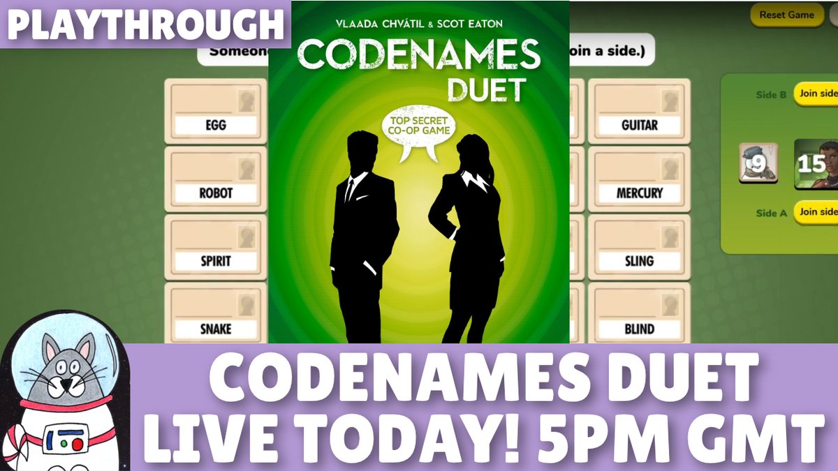 Join me & @GamingRulesVids for some dualling live streaming of Codenames Duet LIVE today at 5pm GMT youtu.be/DTSF3Knvhhw