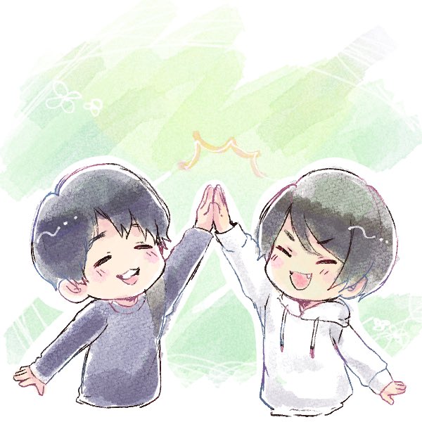 ハイタッチのtwitterイラスト検索結果