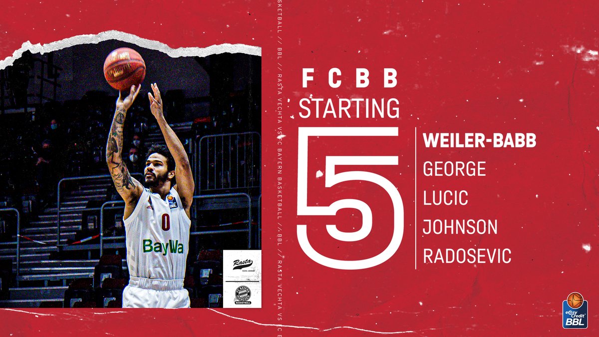 FCBBasketball's tweet photo. #FCBB STARTING FIVE
📺 Jetzt live auf #MagentaSport.
#VECFCBB #BBL // Foto: Stimpel https://t.co/dVVU2yjCD6