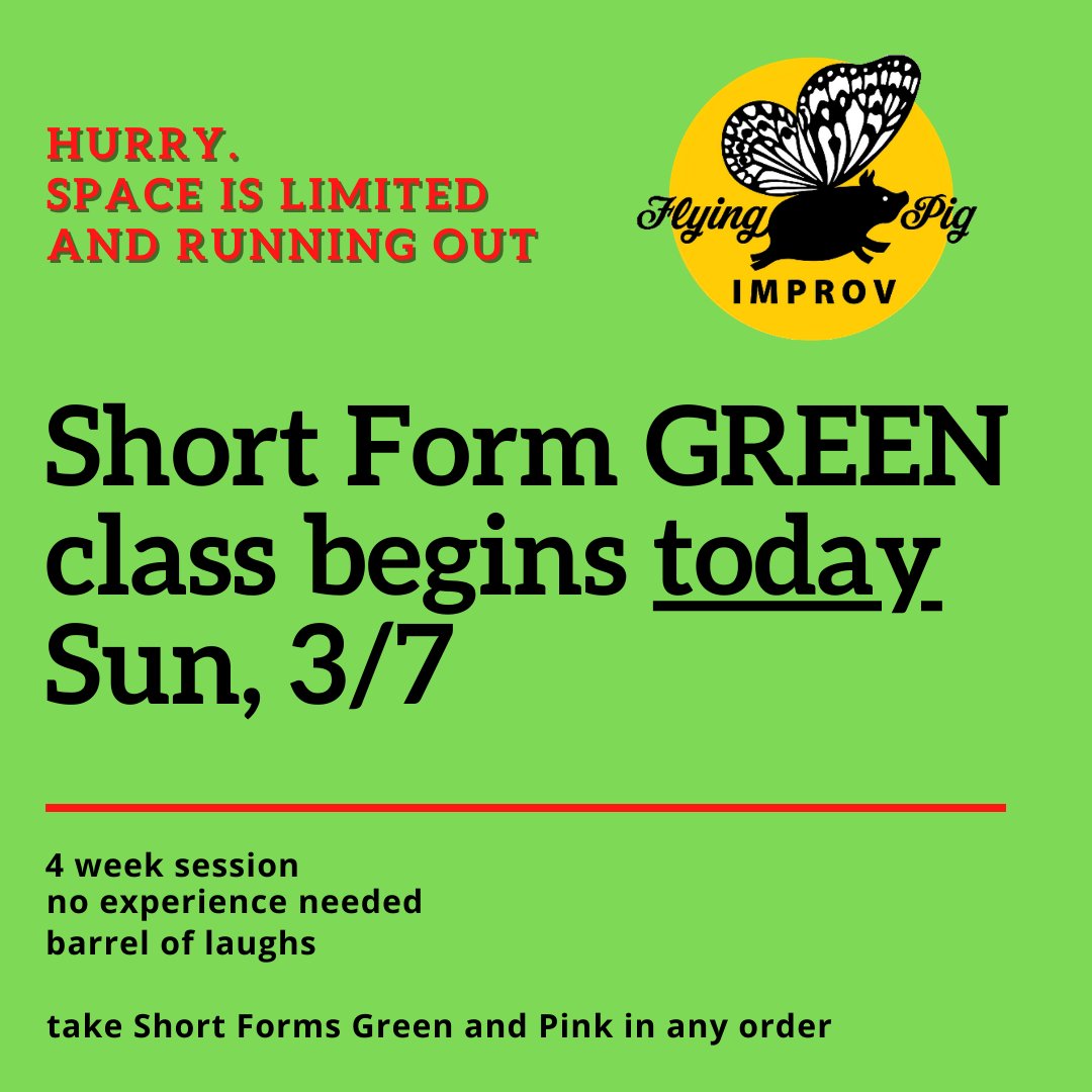 pig_ict's tweet photo. Carpe porci!
Sign up for this beginning level improv class. 
Starts TODAY (Sun, Mar 7) at 5pm.

In person, in face shields, in small numbers. Read more: 
https://t.co/GZ1rrATcVy

REGISTER NOW for Short Form (spaces are limited): https://t.co/vJkIkk8SK2 https://t.co/sj9zRQmbnO