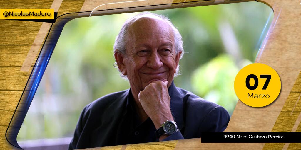 NicolasMaduro's tweet photo. Celebramos el cumpleaños del poeta y redactor del preámbulo de nuestra Constitución Bolivariana, Gustavo Pereira. Un gran apasionado de las letras que nos ha hecho soñar a través de su “Somaris”. Maestro, el pueblo venezolano te canta en tu día. ¡Un abrazo! https://t.co/gWOW6K6nbd