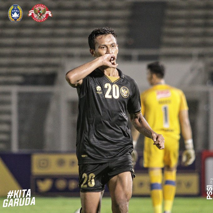 Pemain Timnas U23 Indonesia Osvaldo Haay selebrasi