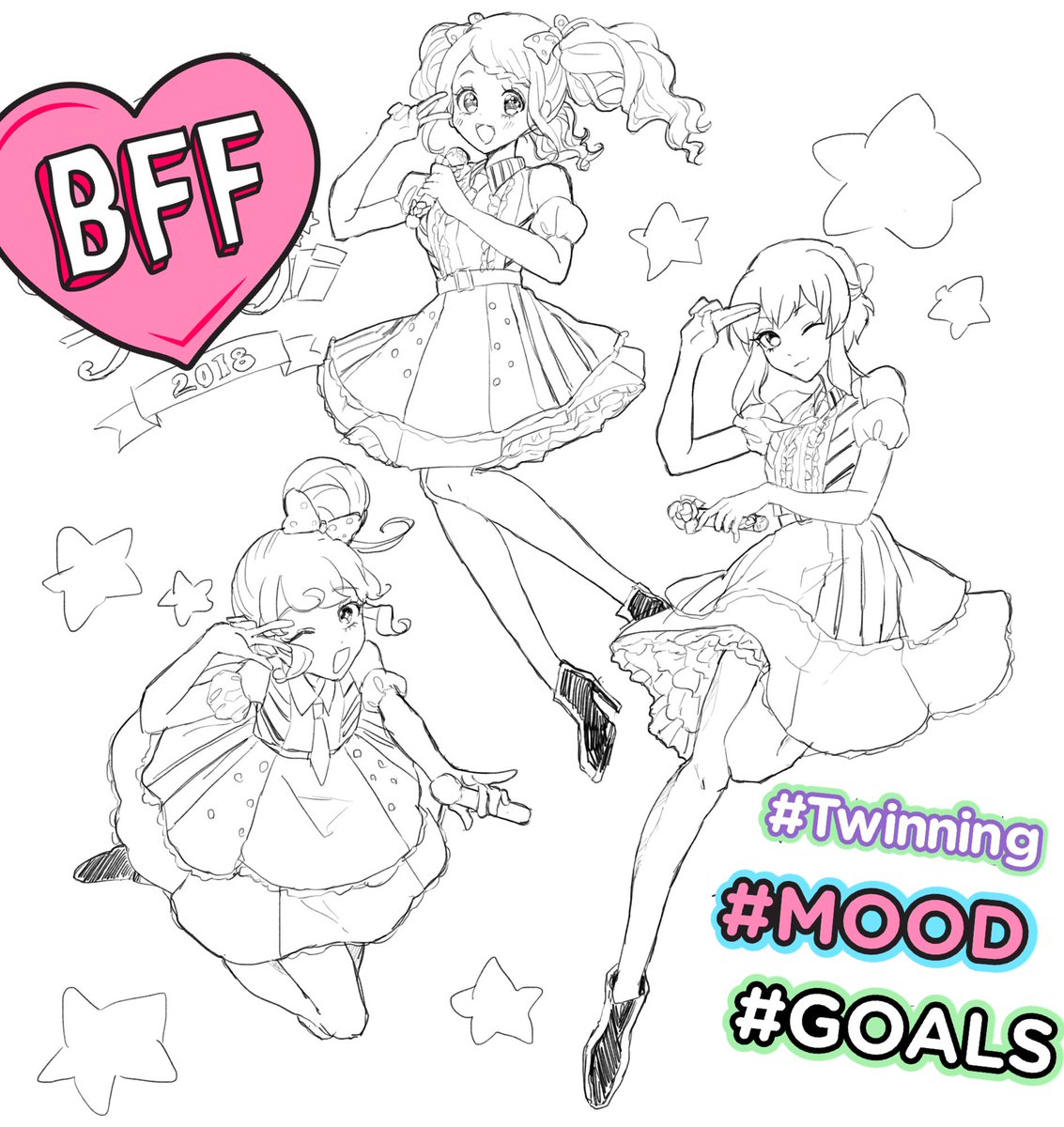 これは同時期の絵
丁度マイキャラ狂ったように描いてた時期だったので過去一で女の子描けてる 