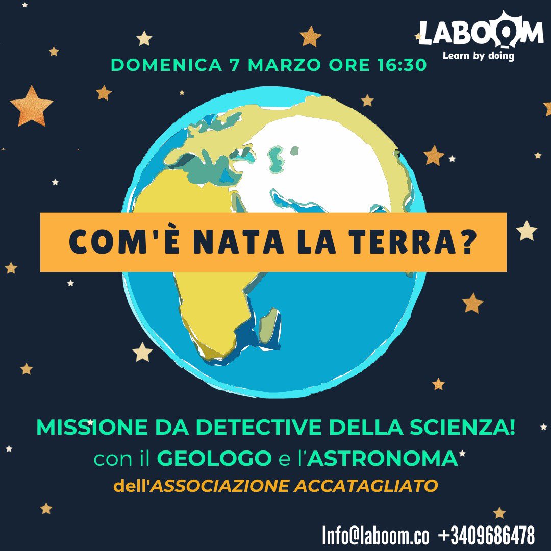 Tra poco con <a href="/acca_tagliato/">Accatagliato</a> ci trasformeremo in Detective della Scienza! 🔭 Un laboratorio di #astronomia in #direttaonline alla scoperta dei misteri sulla nascita della Terra 🌎 e molto altro.
 
Siete ancora in tempo per unirvi 🙌bit.ly/3dZoDub 

#edtech #edtechitalia