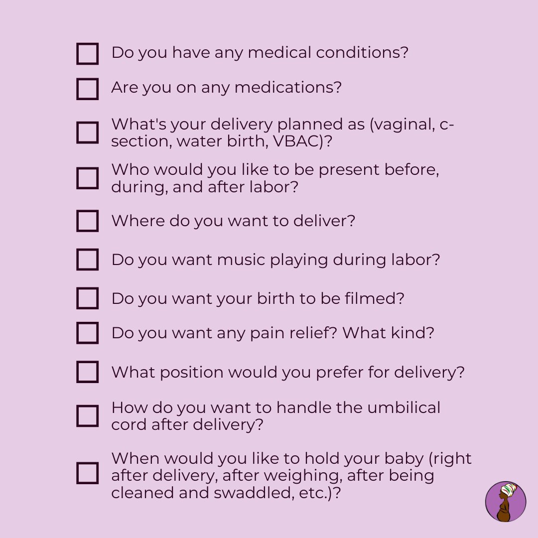 BMMTufts's tweet photo. For those who are pregnant, have you considered making a birth plan? Check out how and add some of your own questions!  

#BlackMaternalHealth #FutureMom #FutureParent #Birth #Pregnancy #BlackMamas #BirthingPlan #Doulas https://t.co/IVxnhoRmlo