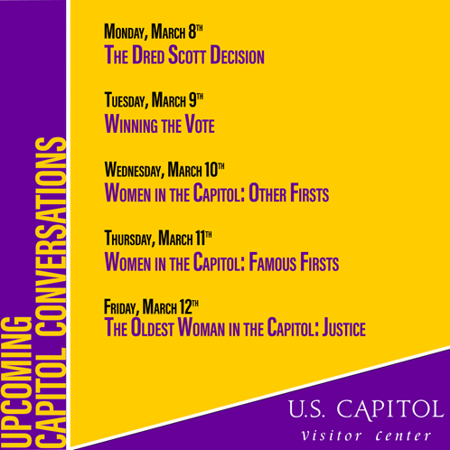 Join a #CapitolConversation this week with our fabulous guides  leading discussions about #WomensHistoryMonth.

Register at visitthecapitol.gov/capitol-conver…

#WomensHistory