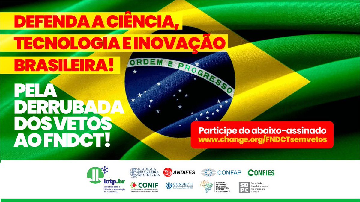 ictpbr's tweet photo. A Ciência, Tecnologia e Inovação salvam vidas. Participe do abaixo-assinado pela derrubada dos vetos e compartilhe: https://t.co/QCoEsl5YFE
#ICTPbr #FNDCT #PLP135 #Ciência #Tecnologia #Inovação #Desenvolvimento #Pesquisa #CongressoNacional #Luta #Resistência #CiênciaBrasileira https://t.co/7x6SOqTM9r