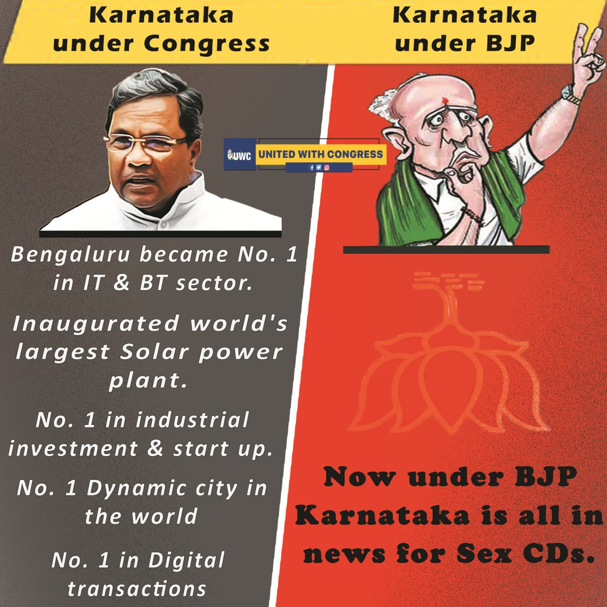 Karnataka under Congress was known as IT Hub.

Now Karnataka under BJP is known as Porn Hub.

#BJPCDScandal
#KarnatakaThenVsNow