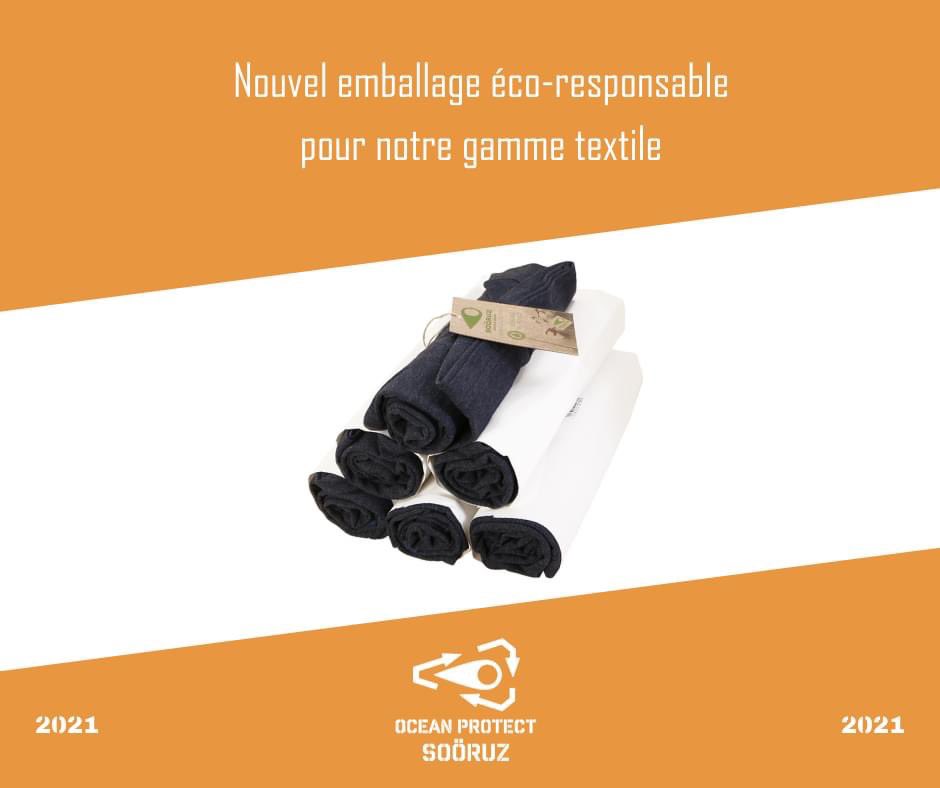 Nous supprimons 82.5% de nos emballages plastiques de notre gamme textile. Les emballages plastiques sont remplacés par du papier recyclé et recyclable ♻♻♻ #sooruz #durable #ecoresponsable #recycle #plasticfreeseas