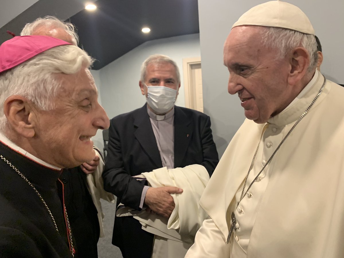 antoniospadaro's tweet photo. 4 #Jesuits met #PopeFrancis in #Iraq after Mass in #Erbil : Mons. Audo, p. @JosephCassar_sj, p. Michael Zammit, provincial, and myself @SJES_Rome #PopeInIrak https://t.co/VuNrm8Xmel