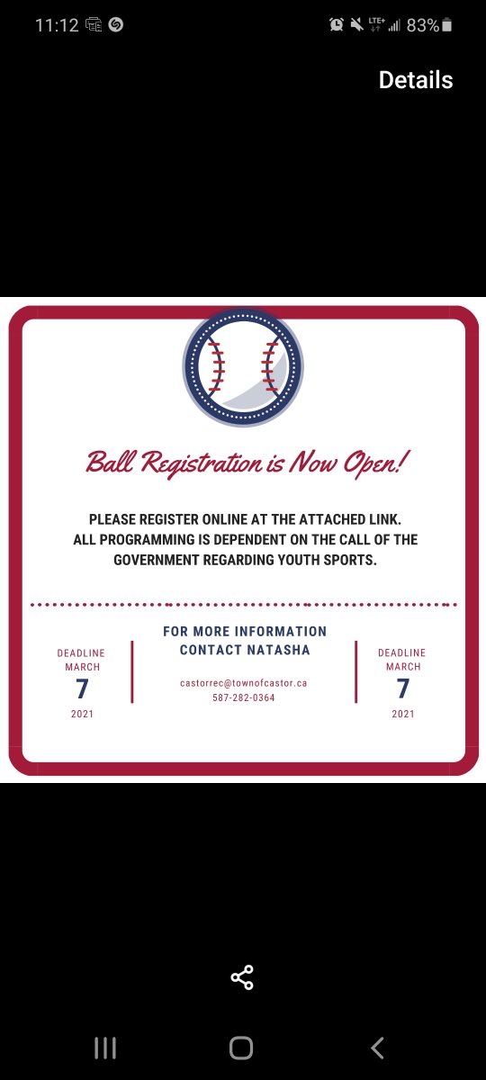 Get out and play some baseball this year!   If you haven’t told your local association your interested.   Do it now.   If you don’t know who to contact.   Let us know.   We can help.     If you are in the Castor area.   Today is the day.   Reach out today.