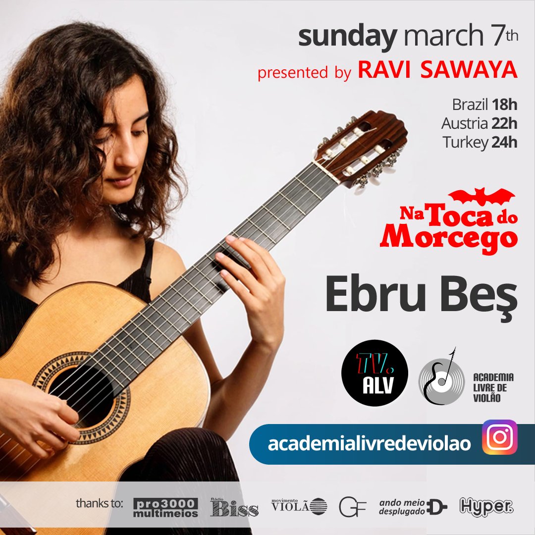 AcademiaLViolao's tweet photo. Today (March 7th at GMT 9:00 PM) on Free Guitar Academy (Brazil): professor Ravi Sawaya interview with turkish classical guitarist Ebru Beș (Salzburg, Austria). Visit https://t.co/wxO5bLHAfS #guitar #classicalguitar #ebrubes #ravisawaya #interview #music #guitarplayer #guitarist https://t.co/rb1Z5fA3YK