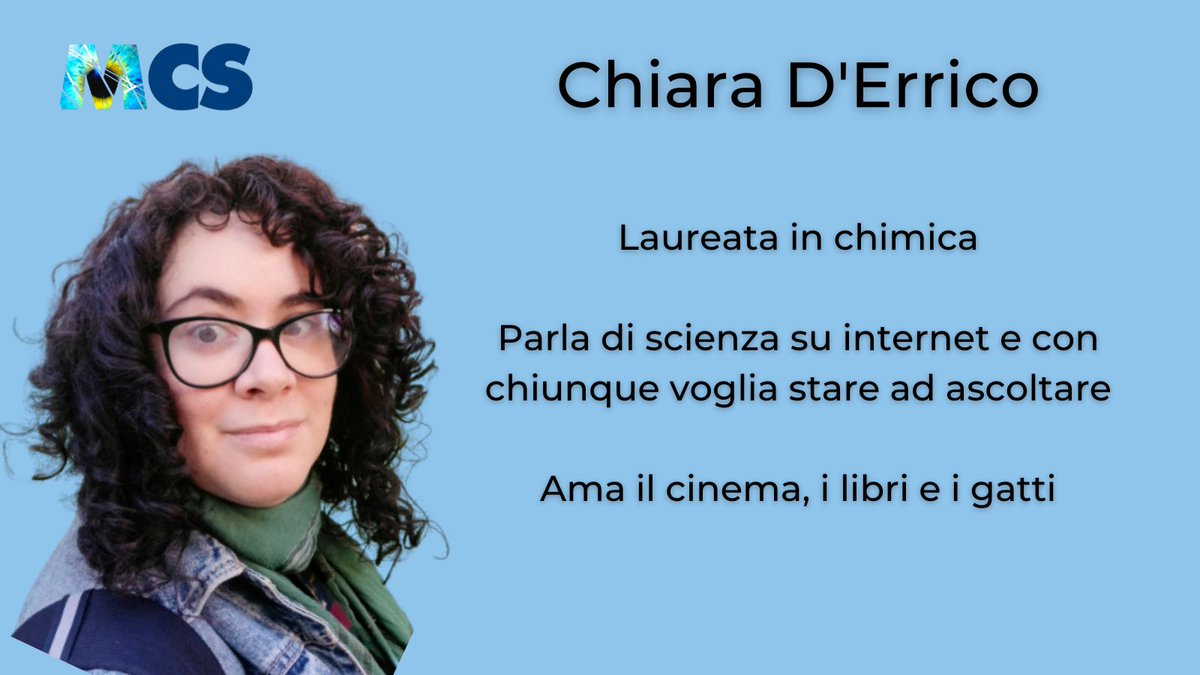 MCS_Sissa's tweet photo. #MCSpeople 

🚏 Foggiana di nascita, ma romana d'adozione

🎓Laureata in chimica organica con un master in sostanze organiche naturali. 

🧡Adora i libri, il cinema e i gatti

💬"Adoro parlare delle cose che amo e la scienza è una cosa che amo moltissimo" https://t.co/vyArU3BAJU
