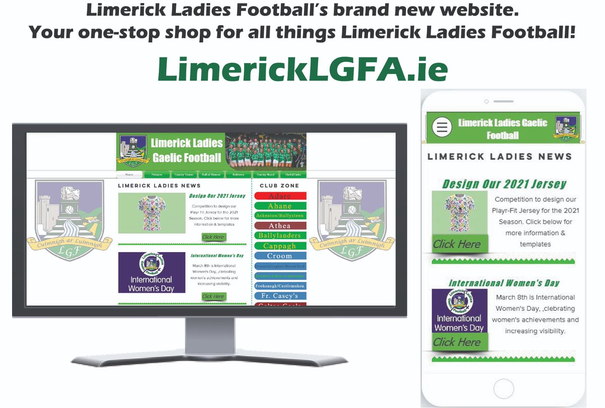 We have a brand new website! Today is International Women's Day, what better time to launch our brand new website for Limerick Ladies Gaelic Football. Head over to LimerickLGFA.ie to see our new home of Limerick Ladies and see some exciting announcements. <a href="/LadiesFootball/">Ladies Football</a>
