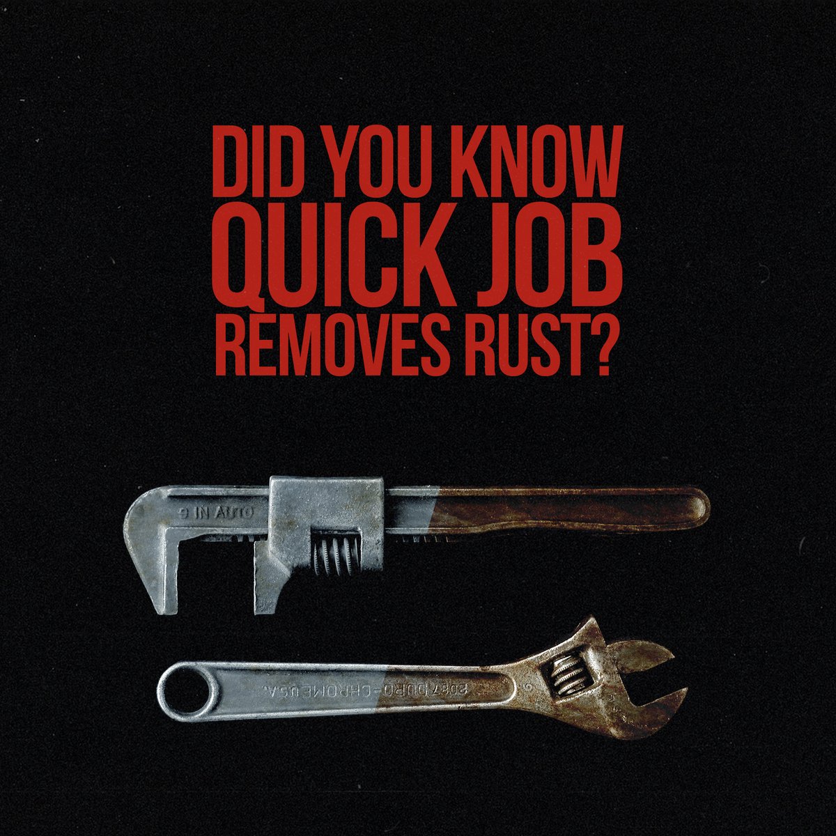 realquickjob's tweet image. Just because there's rust on your tools, doesn't mean you have to discard them.

Use Quick Job to safely remove rust from steel, copper, or iron with no harsh chemicals or smells.

#Rust #CleanTools