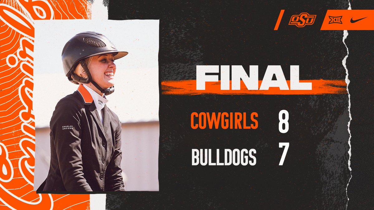 OSUEquestrian's tweet photo. Sydnee Gemar's 77 in Horsemanship wins the day for the Pokes!

#WinTheDay I #UnfinishedBusiness https://t.co/zrUKLv6UJG