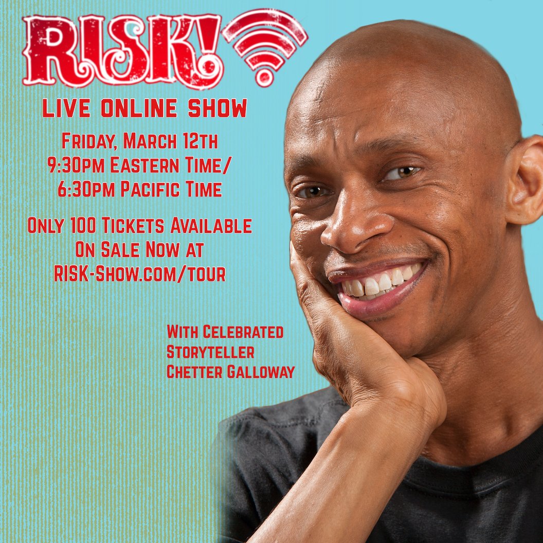 Join us on Fri, 3/12 at 9:30 pm ET/6:30 pm PT for the next RISK! live online show featuring <a href="/lisalisalisacan/">Lisa Cantrell</a> @AuntieVice <a href="/chetterg/">chettergalloway</a> <a href="/dananorris/">Dana Norris</a> and RISK!’s @thekevinallison. Only 100 Tickets available! Get yours at bit.ly/312risk 
#risk #storytelling