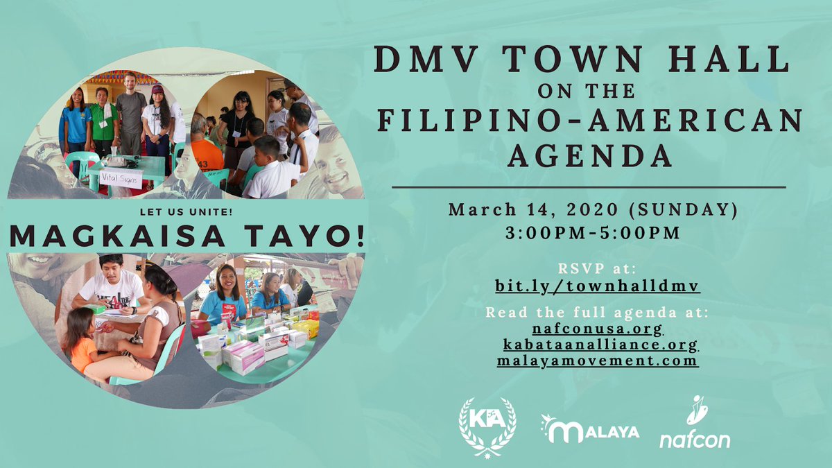 FYPDC's tweet photo. Kabataan Alliance, a national alliance of Filipino youth and student organizations, invites the Filipino community from the DC metro area to attend this FREE online event on March 14 at 3pm: DMV Town Hall on the Filipino American Agenda. RSVP at https://t.co/YdDLOwTHIn https://t.co/km7qQVGTbH