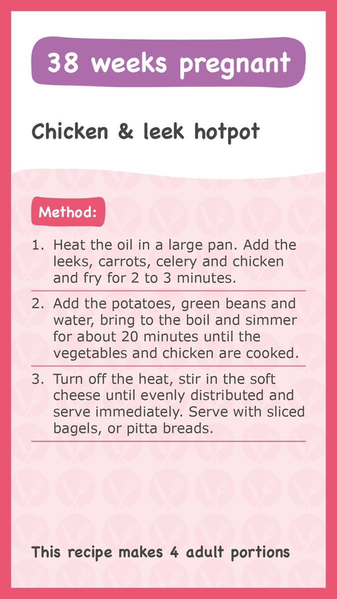 38 WEEKS 🤰

Your baby is the size of a leek!

This iconic Welsh symbol is a tasty addition to soups, or this creamy chicken hotpot 😋

Remember to save this recipe to try out later! #EatForYou