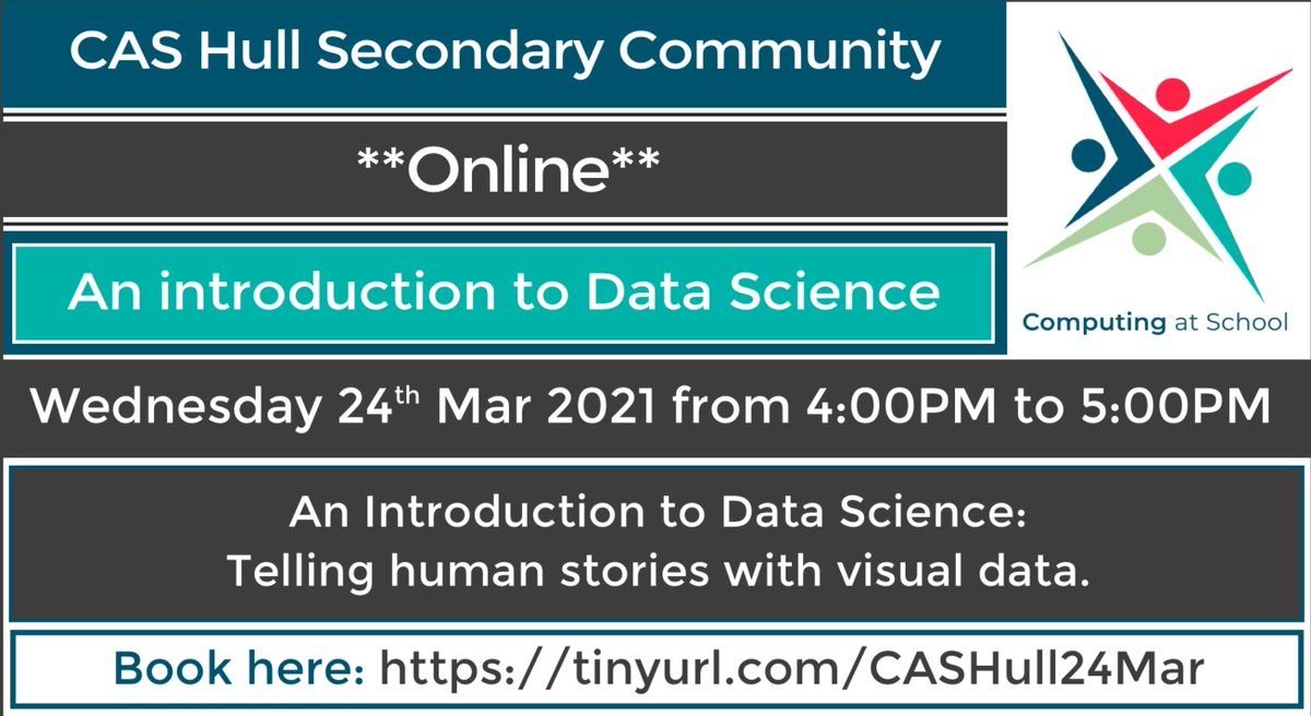 YorkCRC's tweet photo. If you're a #secondary #teacher then make sure you join in with CAS Hull's virtual meeting on the 24th of March. The session will be giving you an introduction to data science. To find out more information and secure your own place, click here: https://t.co/RIyMy90m3N https://t.co/IXNLjf3n5e