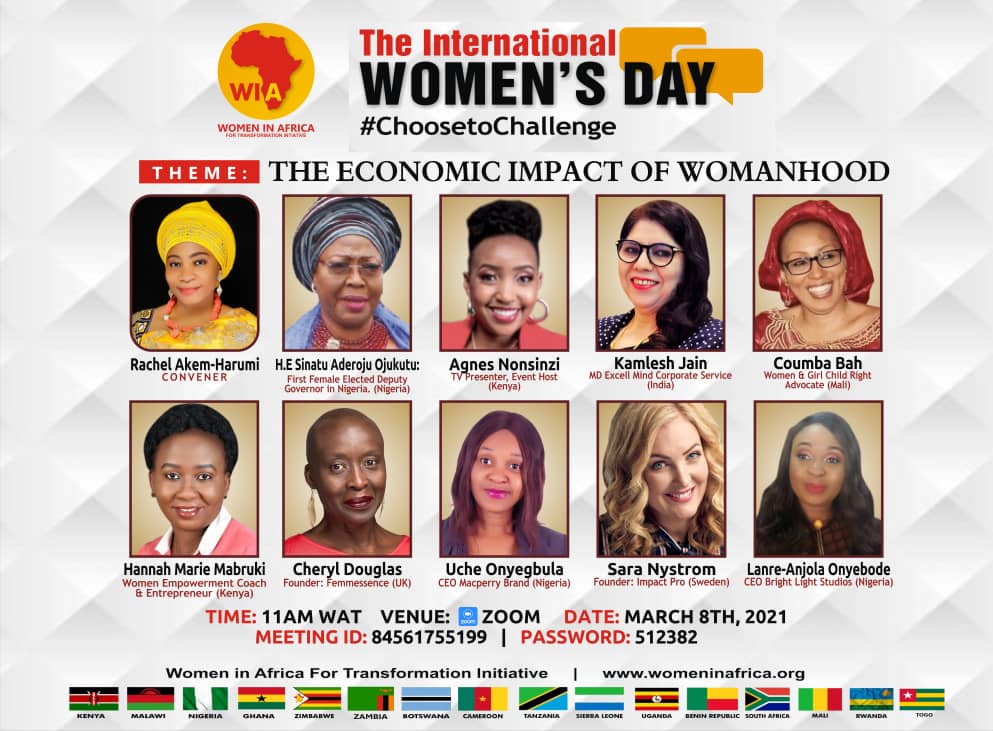 Join us tomorrow as we celebrate International Women's Day. I am excited to be moderating the session.
 Theme: The Economic Impact of Womanhood
Time: 11AM WAT/ 1PM EAT/ 12PM CAT
Venue: Zoom & Facebook Page Live
Meeting ID: 84561755199
Passcode: 512382
https://t.co/K7wz9fFl94 https://t.co/jGIR0XQ2ra